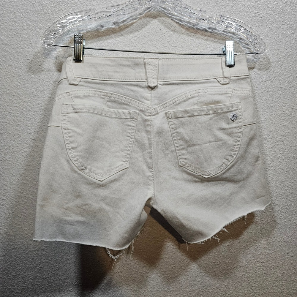 Democracy Ab solution White Frayed Hem Denim Shorts Size 2 - Picture 3 of 5